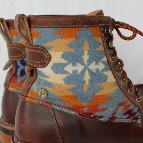 Pendelton Clarks leather wool Aztec blanket Ottawa Peak Boot Hiking lace up 9 - Picture 6 of 11